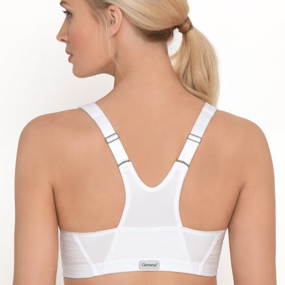 Set of 3! 32G Glamorise SPORT Bra (Racerback) T-Back Zip (HIGH-IMPACT) White NEW - Picture 13 of 16